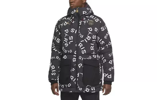 X PSG Paris Saint Germain Down AOP Parka Куртка Jordan, черный