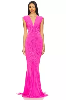 X revolve бесрукавное платье с глубоким V-образным вырезом и сборкой спереди в стиле "рыбий хвост" Norma Kamali, orchid pink