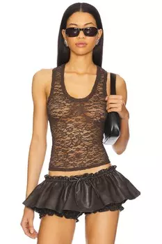 X revolve luna коричневый топ на бретельках с кружевом Aknvas, walnut