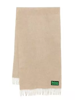 X шерстяной шарф Ganni Barbour, коричневый