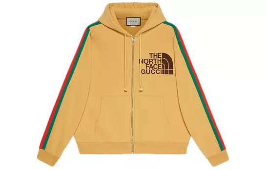 X The North Face Web Print Хлопковая толстовка Золотая Gucci, желтый