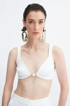 X Zeynep Tosun Ecru nci Accessory Подробное бюстье с завязками Trendyol, экрю