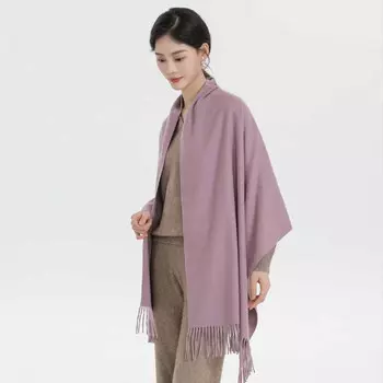 Xianluozi шерстяной шарф женский осенне-зимний теплый платок в корейском стиле женский однотонный кашемировый шарф зимний шарф-розовый и фиолетовый