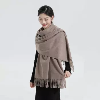Xianluozi шерстяной шарф женский осенне-зимний теплый платок в корейском стиле женский однотонный кашемировый шарф зимний шарф-фиолетовый бархат
