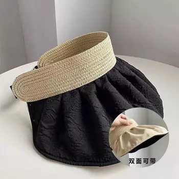 Xianluozi солнцезащитная шляпа женская летняя дорожная солнцезащитная шляпа с большими полями универсальная пустая шляпа в стиле Хепберн двусторонний черный