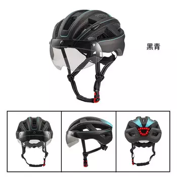 Xianluozi спортивный велосипедный шлем на открытом воздухе для взрослых, шлем для езды на горном шоссейном велосипеде L, титановый, черный, синий, с задним фонарем * 1