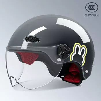 Xianluozi (xianluozi) шлем электромобиля солнцезащитный полушлем зеленый серый полосатый кролик (глянцевый темно-серый)