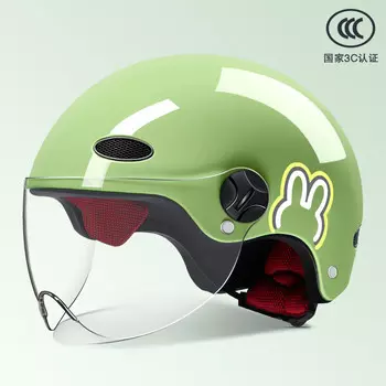 Xianluozi (xianluozi) шлем электромобиля солнцезащитный полушлем зеленый серый полосатый кролик (ярко-зеленый)