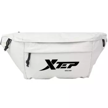 XTEP Сумка через плечо из полиэстера большого размера унисекс, цвет "звездный белый/графитовый черный"