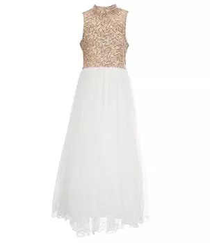 Xtraordinary Big Girls 7–16, длинное социальное платье с лифом и тюлевой юбкой из бисера и кружева, мультиколор