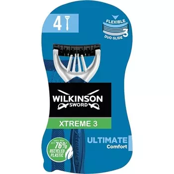 Xtreme 3 для мужчин Одноразовые бритвы Ultimate Comfort с алоэ вера, 4 шт., Wilkinson Sword