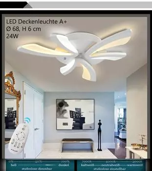 XW062white -3 светодиодных потолочных светильника с дистанционным управлением, регулировка цвета и яркости. Акриловый абажур, металлический каркас, окрашенный в белый цвет. Современный дизайн. Класс энергоэффективности: A+Acr. Eurotondisplay