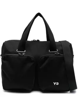 Y-3 дорожная сумка с вышитым логотипом, черный