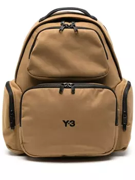 Y-3 дутый рюкзак с вышитым логотипом, нейтральный цвет