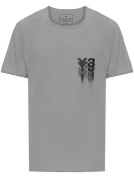 Y-3 футболка с перфорацией и логотипом, серый
