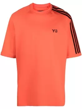 Y-3 футболка с полосками, оранжевый