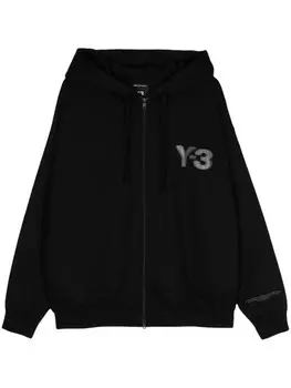 Y-3 худи на молнии с логотипом, черный