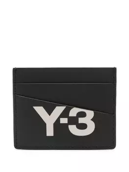 Y-3 кожаный держатель карт с логотипом, черный