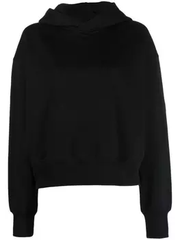 Y-3 logo-patch long-sleeve hoodie, черный