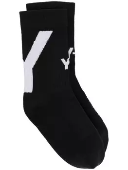 Y-3 носки вязки интарсия с логотипом, черный