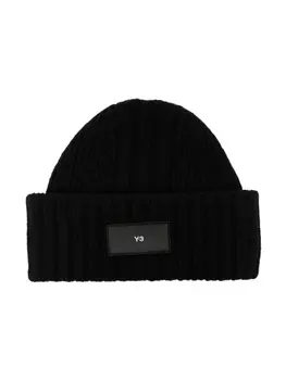 Y-3 шапка бини с нашивкой-логотипом, черный