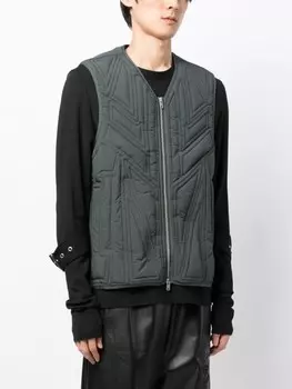 Y-3 стеганый жилет на молнии, зеленый