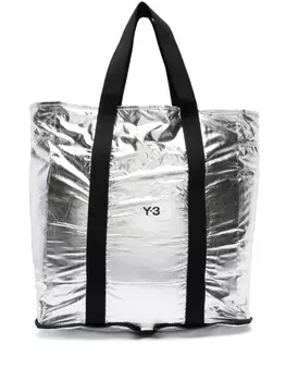 Y-3 сумка-тоут с эффектом металлик, серебристый