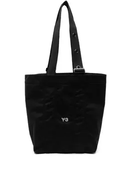 Y-3 сумка-тоут с вышитым логотипом, черный
