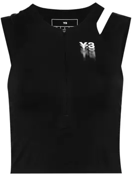 Y-3 укороченный спортивный топ с логотипом, черный