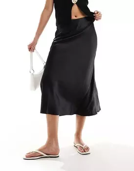 Y – Черная атласная юбка миди