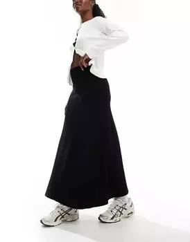 Y – Черная трикотажная юбка макси