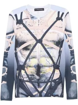 Y/Project футболка с графичным принтом, синий