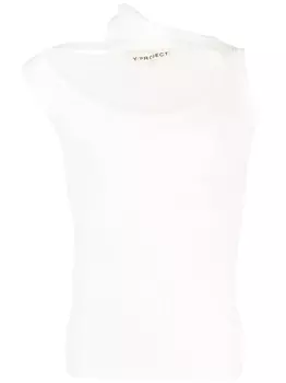 Y/Project топ без рукавов Triple Collar в рубчик, белый