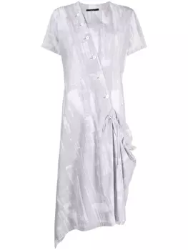 Y's драпированное платье миди в полоску, серый