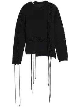 Y's джемпер со шнуровкой и эффектом потертости, черный