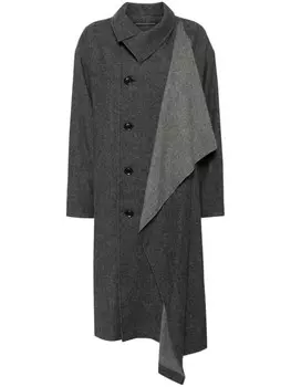 Y's однобортное пальто с драпировкой, серый