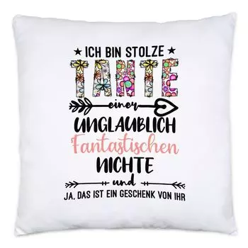 Я горжусь подушкой тети, включая идею подарка на день рождения крестной тете и племяннице Hey!Print