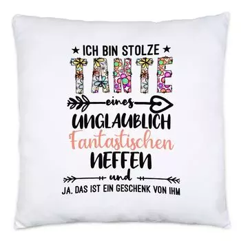 Я горжусь подушкой тети, включая идею подарка на день рождения тете племяннику Hey!Print