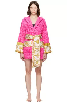 "Я люблю барокко" короткий банный халат Versace, розовый