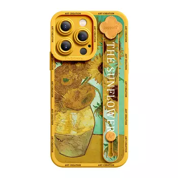 Я создаю свой арт-чехол для телефона My Art, Oil painting sunflowerAngel eye wristband holder