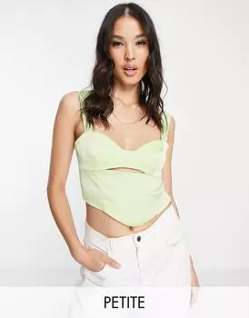Яблочно-зеленый топ с вырезами для миниатюрных корсетов Topshop