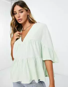 Яблочный многослойный топ с оборками на рукавах ASOS DESIGN