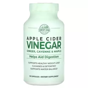 Яблочный уксус с имбирем, кайенским перецем и кленовым сиропом Country Farms, 90 капсул