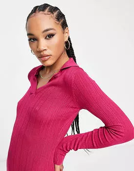 Ягодное платье-джемпер миди с v-образным вырезом и V-образным вырезом Threadbare Thyme