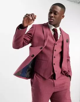 Ягодный приталенный пиджак из смесовой шерсти Harry Brown Wedding