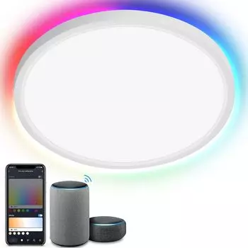 Yakimz 24W Smart LED потолочный светильник с RGB-подсветкой для кухни, IP44, с регулировкой яркости, белый