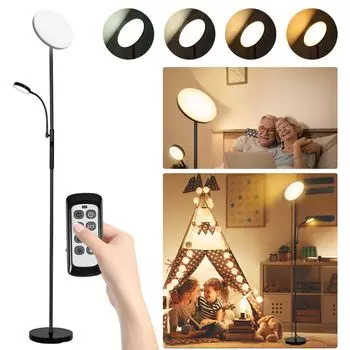 Yakimz 24W светодиодный торшер для спальни торшер с регулируемой яркостью круглый световой столб с изменением цвета, черный