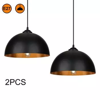 Yakimz 2x светодиодный подвесной светильник, подвесной светильник для столовой, абажур, черный и золотой подвесной светильник