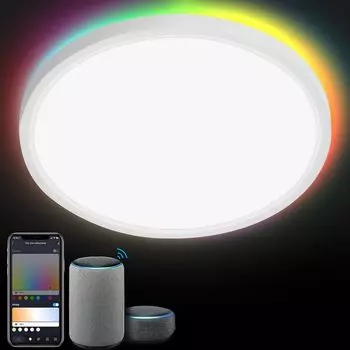 Yakimz Smart LED потолочный светильник 24Вт для кухни с Bluetooth, WIFI, IP44 - с регулировкой яркости, RGB - кухня, офис, белый
