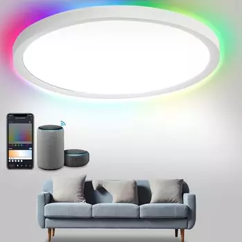 Yakimz Smart LED потолочный светильник 24Вт для гостиной с подсветкой, кухня, RGB с регулируемой яркостью - светильники для прихожей, белый
